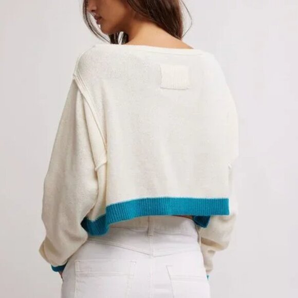 new FREE PEOPLE We The Free Into The Blue Pullover / Blue Combo - Picture 3 of 4